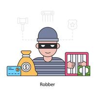 Robber illustration in editable vector design