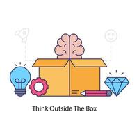 Think outside the box illustration, editable vector