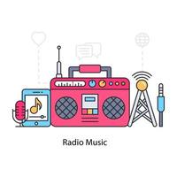 una ilustración de diseño editable de música de radio vector