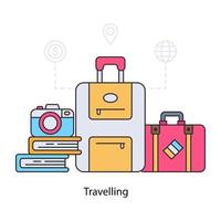 A flat design illustration of travelling bags vector