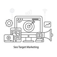 An illustration design of target marketing in linear style vector