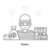 Robber illustration in editable vector design