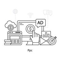 An editable design illustration of pay per click vector