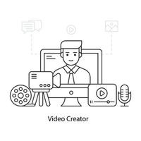 una ilustración de diseño editable del creador de video vector