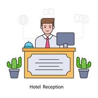 Hotel reception illustration, editable vector