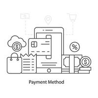 Card with smartphone denoting concept of payment method vector