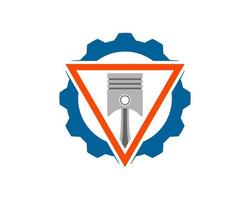 Mechanical gear with triangle shape and piston inside vector