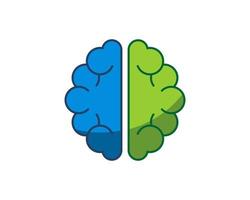 Abstract and simple brain in green and blue colors vector