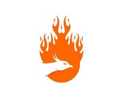 Orange fire ball with head phoenix vector