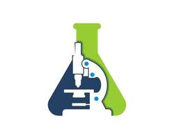 Microscope inside the laboratory test tube vector