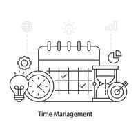 una ilustración de diseño único de la gestión del tiempo vector