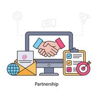 Business handshake illustration, concept of partnership vector