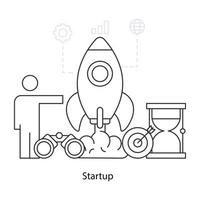 Startup concept illustration in linear style vector