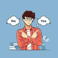 Indecisive boy student thinking vector illustration free download