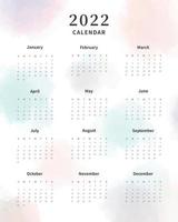 Calendar 2022 template. 2022 calendar planner template. Week starts on sunday. Vector illustration.