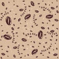 Seamless pattern of coffee beans with grunge background. For wrapping paper, design and decoration. vector