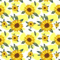 Seamless pattern of yellow flowers on a white background. Vector illustration.