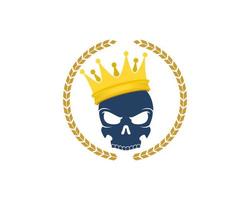 Circular wheat with skull and crown inside vector