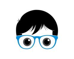 Geek boy with blue eyeglasses vector