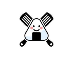 Cross spatula with japanese rice ball inside vector