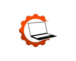 Repair gear with slim laptop inside vector