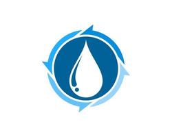 Circular arrow with water drop inside vector