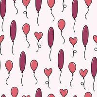 patrón transparente con globos rosados de diferentes formas para envolver papel, papel tapiz, estampados textiles, álbum de recortes, papelería, etc. cumpleaños, tema del día de San Valentín. eps 10 vector