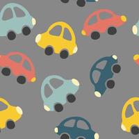 coches de juguete de patrones sin fisuras doodle dibujado a mano. , minimalismo. lindo estampado de bebé para textiles, papel tapiz, papel de regalo. de carreras, de transporte, para niños vector