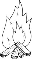 bonfire icon. hand drawn doodle. , scandinavian nordic minimalism monochrome camp vector