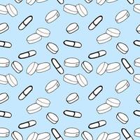 pastillas y cápsulas de fondo transparente, papel tapiz, papel. bosquejo dibujado a mano doodle. minimalismo. medicina, salud, tratamiento, vitaminas, medicamentos vector