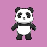 Ilustración de icono de vector de dibujos animados lindo panda enojado. concepto de icono de animal aislado vector premium. estilo de dibujos animados plana