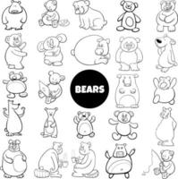 funny cartoon bears animal characters big set for coloring vector