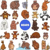 cartoon bears animal characters big set vector