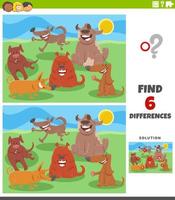 differences educational game with happy dogs vector