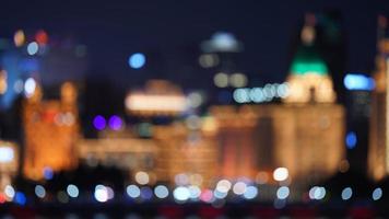 The Shanghai bund night view with the blurred lights effective at night photo