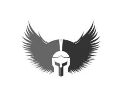 escudo simple con alas y casco de caballero vector