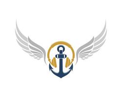 Anchor with music headphone and wing vector