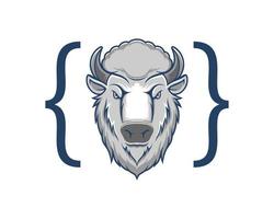 Luxury bison head with code vector