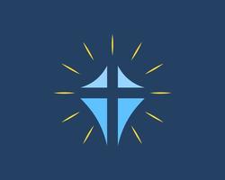 Abstract shape with religion cross and shinning symbol vector