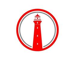 Red Lighthouse in the circle vector