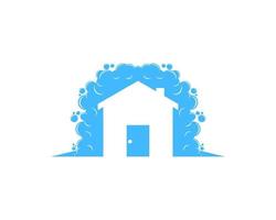 Simple house with soap bubble of washing house vector