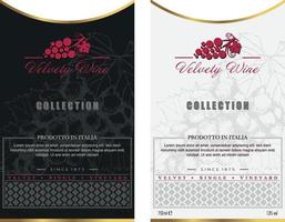 Red and White Wine Labels with Bottle - Velvety Wine 2 vector