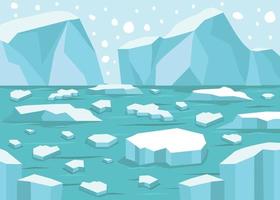 North pole Antarctic view landscape on floating iceberg vector