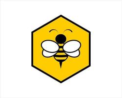 Yellow hexagonal shape with bee inside vector
