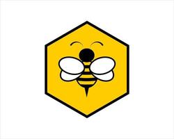 Yellow hexagonal shape with bee inside vector