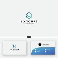 Tours 3D logo with hexagonal abstract vector