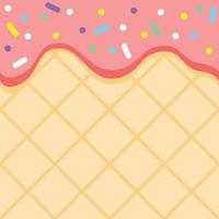 Ice cream melted on waffle background. with rainbow sprinkles. Vector backdrop seamless