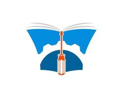 Abstract book with gear and screwdriver inside vector