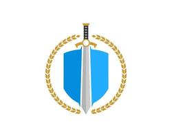 Circular wheat with sword and shield vector