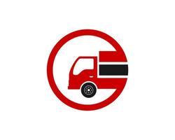 Circle shape with delivery truck cargo inside vector